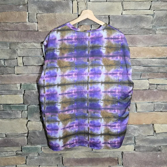 Raquel Allegra Purple Brown Tie Dye Blouse Sleeveless Size 3/ XL